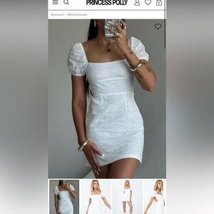 Princess polly white havena anglaise dress size US 4. NWOT. Never worn